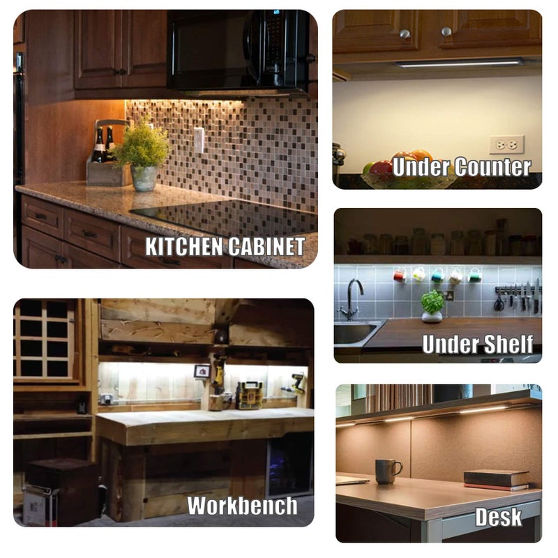 MYPLUS Under Cabinet Lights, 12" Touch Activated and Dimmable Aluminum LED Bar for Kitchen, Workbench and Desk, Warm White 3000K, Plug-in, Sliver - Image 5
